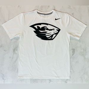 EUC Nike Oregon State White Cotton Tee with Beaver Head Size Medium